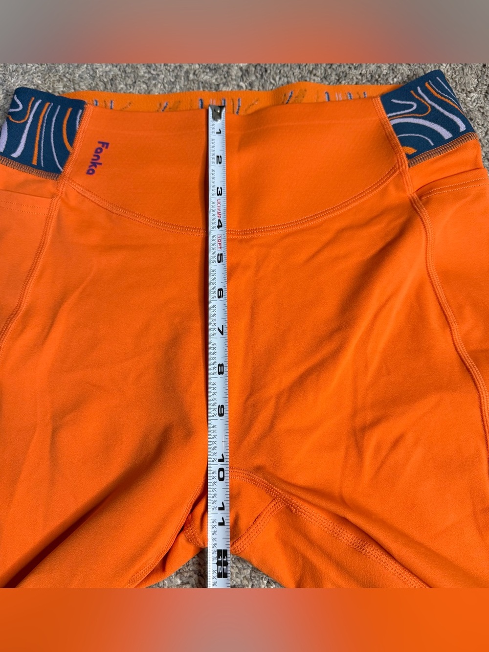 Fanka Body Sculpt Patterned Waistband Biker shorts Large Orange Lift pockets - Picture 12 of 14